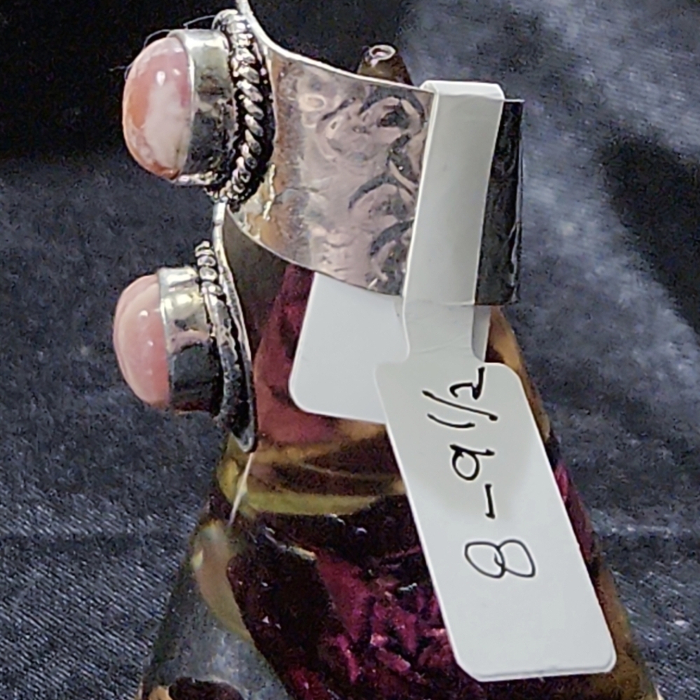 Adjustable Size 8-9 1/2 Rhodochrosite Elegant Statement Ring - Picture 2 of 5